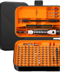 Open view of 130-In-1 Precision Screwdriver Set With 120 Bits Magnetic Repair Kit in mini case showing all bits and tools