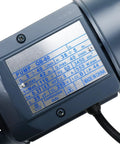 Close-up of label on Heavy Duty Half HP Electric Centrifugal Water Pump For Pools Ponds Tanks And Rain Barrels Cast Iron Body Brass Impeller