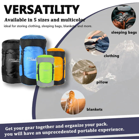 Ultralight Compression Sack Space Saver For Camping And Backpacking, Water Resistant Stuff Sack with different sizes and colors