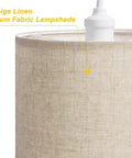 Close-up of Plug In Pendant Light With 15 Ft Clear Cord Beige Linen Shade On Off Switch Hanging Ceiling Light For Bedroom Living Room Dining Area Cozy Vibe