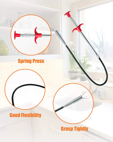 Hair Drain Clog Remover Tool Set With Six 25 Inch Sink Snakes And One 24 Inch Drain Cleaner For Shower Toilet Kitchen Sink And Tub Seven Piece Hair Removal Kit For Fast Easy Unclogging