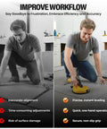 Professional Adjustable Height Setter Countertop Leveling Tool Kit with Sticky Suction Cups, man using suction cup for tile leveling.