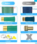 Front view: Innconee universal faucet water hose adapter kit, green 3.23in and blue 2.6in connectors with clamps