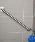 16 Inch Stainless Steel Bathroom Grab Bar For Safety And Support, Heavy Duty Handicap Handrail, 1.25 Inch Diameter, Rust Resistant, Holds Up To 500 Pounds, ADA Compliant Wall Mount installed in shower