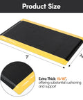 Built Tough Heavy Duty Anti Fatigue Standing Mat 3 Ft By 7 Ft With Diamond Plate Texture shown with dimensions