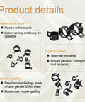 Image showing product details of 84 Piece 7 To 17 mm Fuel Line Hose Clamps Spring Clamp Set With Labeled Storage Box For Automotive Use Durable 65Mn Manganese Steel Black Finish DD006 B, emphasizing good workmanship, material strength, and quality assurance.