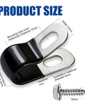 20 Pcs 304 Stainless Steel Rubber Coated Insulated Cable Clamps For Brake Lines Wires And Hoses Includes Self Tapping Screws