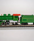 Prairie 2 6 2 Locomotive and Tender N Scale Green Train Set for Model Railroading, Die Cast Chassis on display track