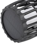 Close-up of the solar panel base of a Solar Tiki Torch Lights For Outdoor Spaces With Realistic Flickering Flame Warm Yellow LED
