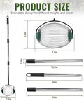 Straight Up Easy Roll Pine Cone Picker Upper With Telescoping Handle And Wide Steel Basket For Yard Cleanup dimensions showing adjustable height