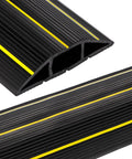 10 Foot Floor Cord Cover With Large Cable Channels for Easy Organization, heavy duty PVC duct in black with yellow stripes
