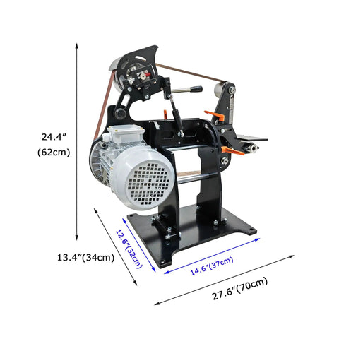 Shop Ready Variable Speed Belt Grinder And Sander Chassis with 220V motor, 24.4-inch height, heavy-duty design for metalworking.