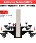 Heavy Duty Door Dolly Kit With Wheels For 0 To 2.12 Inch Thick Doors, 2 Piece Adjustable Door Installation Set, side view, black