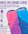 Ultralight Camping Sleeping Bag For Adults And Kids, Lightweight Backcountry Bag With Right Zipper, double use shown