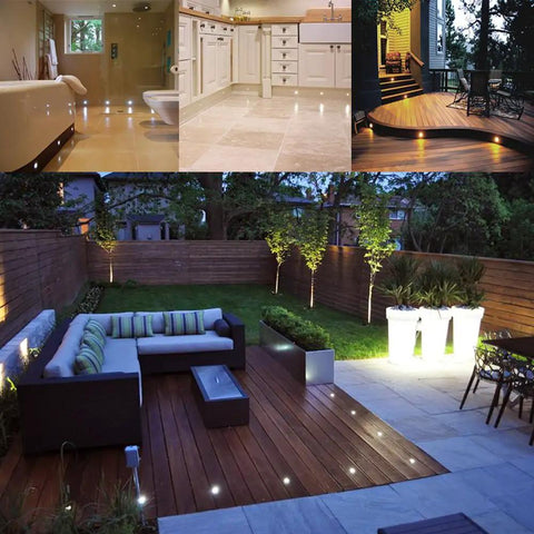 12V Low Voltage Waterproof IP67 Warm White Recessed Deck Lights Kit For Steps And Patio, lighting on decks and patios