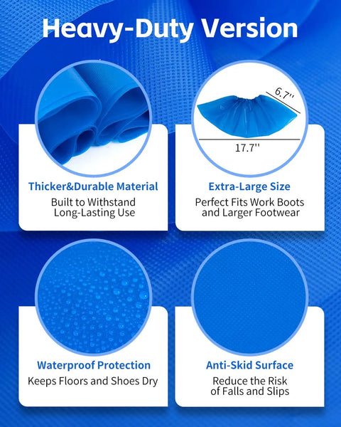 Heavy Duty Disposable Shoe Covers Extra Large 6.7 By 17.7 Inches Thick 0.3 Oz Waterproof Non Slip Booties details