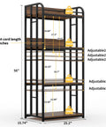 Knockout Four Tier Industrial Baker Rack With Adjustable Kitchen Storage Shelves For Microwaves And Pans Heavy Duty Pantry Organizer dimensions and adjustable shelves.