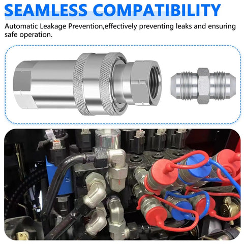 Heavy Duty Hydraulic Quick Connect Coupler Set 3/8 Inch NPT ISO 7241 A Pioneer Style With Dust Caps Poppet Universal Fit