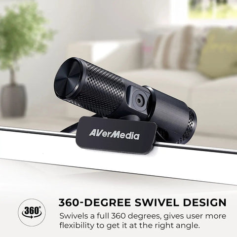 Top Tier 1080P Usb Webcam With Slick Privacy Shutter Dual Onboard Mics For Live Streaming Video Calls Gaming And Remote Hustle Quick Plug And Play Ready Setup, featuring 360-degree swivel design.