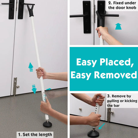 Sliding Door Security Bar With Anti Lift Lock Built Tough, easy installation steps, adjustable metal barrier for home use