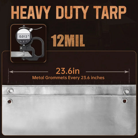 Heavy Duty Tarp 10x12 Ft 12 Mil Waterproof With Grommets Tough As Nails All Weather Shield UV Resistant And Tear Proof Plastic Cover