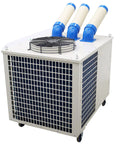 Crush The Heat Industrial Air Conditioner Dropping 28900 BTU, portable unit with three ducts for spot cooling in warehouses.