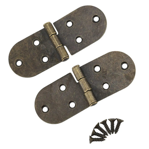 10 Pack 180 Degree Folding Bronze Flip Top Round Hinges For Sewing Machine Tables, Drop Leaf Desks, Cabinets, with screws