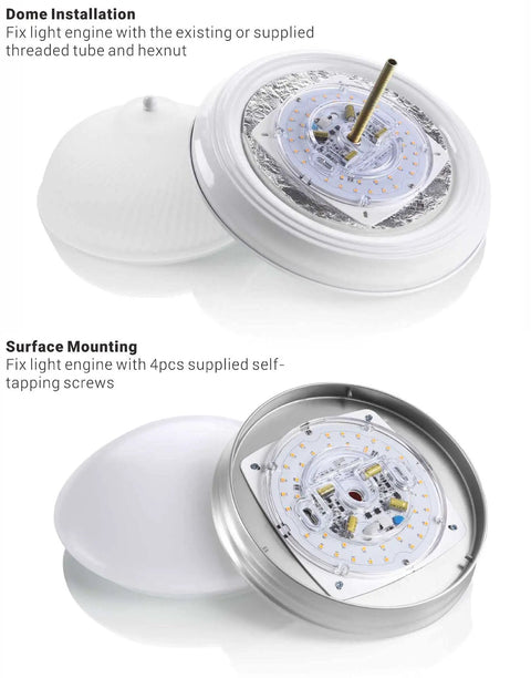 Dimmable 17W LED Light Engine 5000K 1200 Lumens 120V Retrofit Kit For Ceiling Flush Ceiling Fan Pendant Lantern Garden installation demo