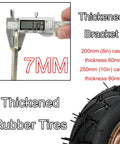 Zero Fuss Heavy Duty Casters With Pneumatic Rubber Tires Industrial Swivel And Fixed Wheels Eight Inch thickness measurement shown.