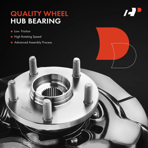 Front Left Steering Knuckle And Wheel Bearing Hub Assembly Fits Toyota Camry XLE SE And Lexus ES330 2004 Through 2006 Driver Side Drop In Replacement Direct Fit, close-up view.