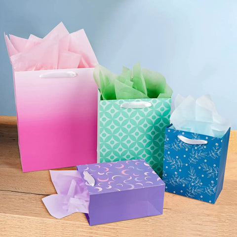 Party Ready 12 Pack Gift Bags Assorted Sizes With Tissue Paper Bulk Set For Birthdays Baby Showers Bridal Showers Easter And Any Occasion