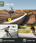 Compact GPS Drone with 4K Camera for Adults Under 249g Foldable RC Quad Copter with auto return shown in desert and tracking scenes.