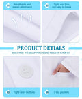 White Unisex Lab Coat With 3 Pockets For Men And Women, 3-Piece Set showing breathable fabric, tight seams, button, and pocket detail.
