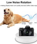 Top Notch 10 Inch Electric Photography Turntable With Super Quiet Motor And Bright LED Spotlight Remote Control For Crystal Clear Product Shoots Streaming Or Live Sales Videos Showcasing Jewelry Gadgets Models In Style with a camera on a quiet rotating base.