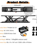Portable Car Lift 7000 Lbs Heavy Duty Quick Jack With 28 Inch Max Height Locking Levers And Wheels diagram with dimensions