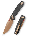 Dope Rose Gold Folding Knife for Men and Women 3 Inch 14C28N Steel Blade with PVD Coating and Carbon Fiber G10 Handle