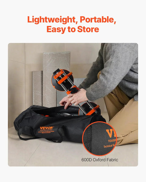 VEVOR seam setter tool two-pack with 6-inch vacuum suction cups in orange/black for countertop seam joining, in black carrying bag