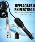 Heavy Duty PH And Temperature Water Quality Tester Meter With Automatic Temperature Compensation And Illuminated Screen, BNC replaceable pH electrode with cap.