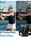 Comparison of tennis player captured at 120FPS and 30FPS, highlighting 1080P USB Camera with 60FPS High Speed Capture feature.