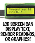 Code Ready Kids Coding Kit For Ages Eight To Twelve With 100 Plus Free Code And STEM Projects, Hands On Learning With C Plus Plus Programming, Fun Coding Games For Tweens, Great Gift For Techy Teens Of All Genders. LCD screen display text.