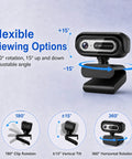 Legit Crisp 1080P Webcam For Pc And Laptops With Dual Noise Cancelling Mic showcasing flexible rotation and adjustable angles.