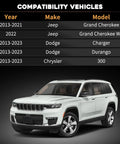 Compatibility chart for Top Shelf Front Door Hinge Set Driver Side Crushes Squeak Straight Up Tight Seal Fits Jeep Grand Cherokee.