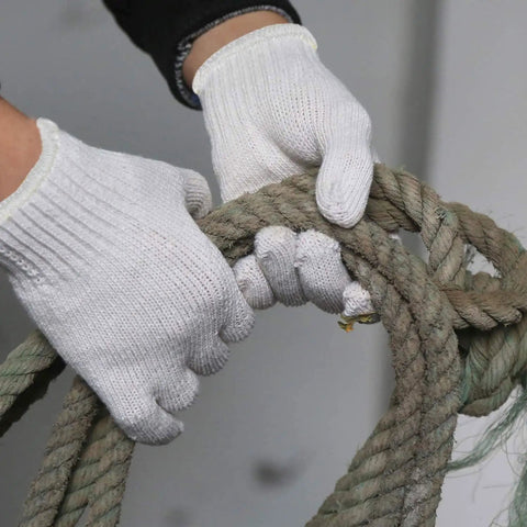 Cotton Polyester String Knit Shell Work Gloves For Painters Mechanics And Builders In Industrial Warehouses Gardening And Construction Large Size 12 Pairs No Dots Sweat Absorbent Cold Protection Workhorse Comfort Reversible Fit