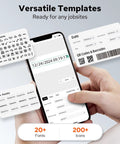 Heavy Duty Industrial Label Maker With Slick Bluetooth Pairing And No Sweat Job Site Organization Featuring Crisp 300 Dpi Prints On Half Inch Self Laminating Nylon Rolls Plus Heat Shrink Tubing For Electrical Wiring Tasks showcasing versatile templates on a smartphone.