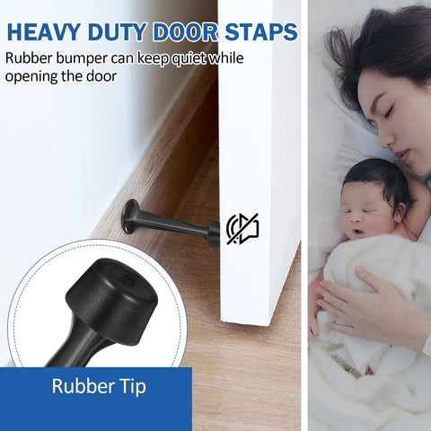 24 Pack Heavy Duty Door Stops With Soft Rubber Tip Wall Mount Solid Zinc Alloy Bottom Stopper For Doors And Walls Protection