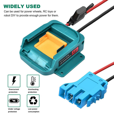 Power Wheel Adapter 18V To 20V Battery Kit With Fuse And Wiring Terminals for DIY Ride On Trucks RC Cars Toys and Robotics