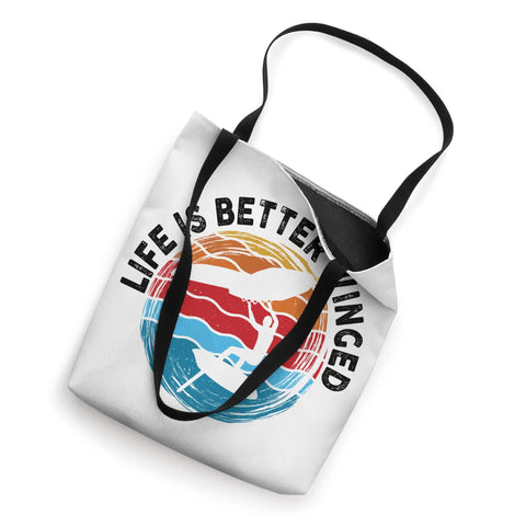Wing Foil Gear Tote Bag For Wingsurfing And Wingfoiling, 16 By 16 Inch Carry Bag displaying colorful wing design and black straps.