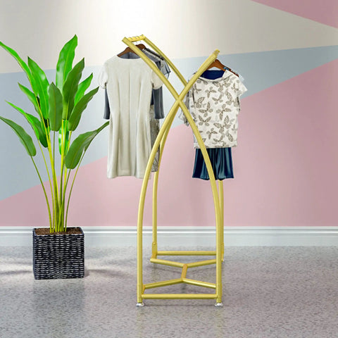 Heavy Duty Free Standing Clothes Rack With Industrial Pipe Style 150cm Tall Built To Last Sturdy Gold Drying Rack holding clothes