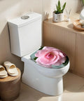 Elongated Toilet Seat for Bathroom with pink rose design on top, fitting standard elongated toilet, modern bathroom decor.