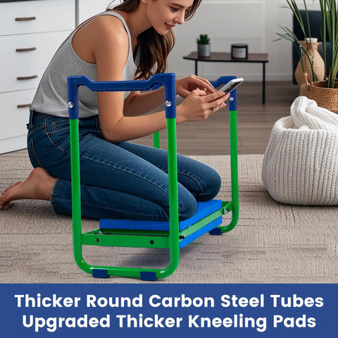 Heavy Duty Garden Kneeler And Seat Built To Last With Thick EVA Cushions, used indoors, featuring alloy steel frame, PP foot pads